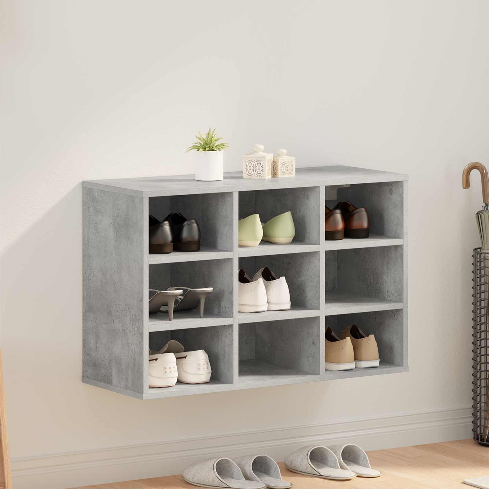 Vidaxl schoenenkast 77,5 x 30 x 51 cm bewerkt hout betongrijs