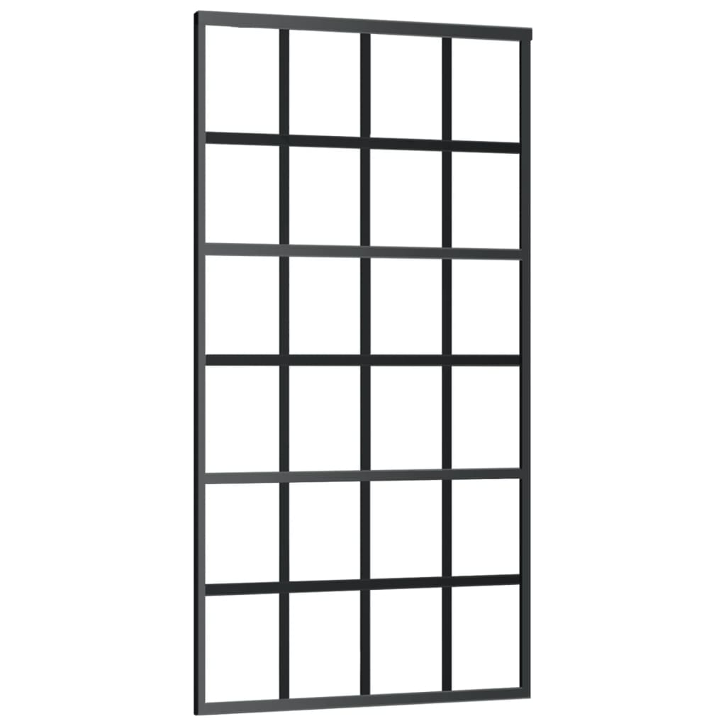 VidaXL Schuifdeur met beslag 102x205 cm aluminium en ESG-glas