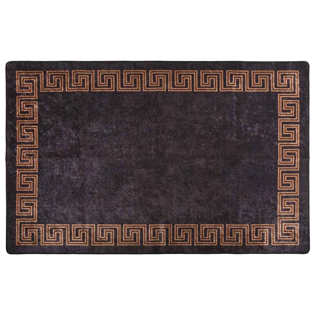 Vidaxl vloerkleed wasbaar antislip 80x150 cm zwart en goudkleurig