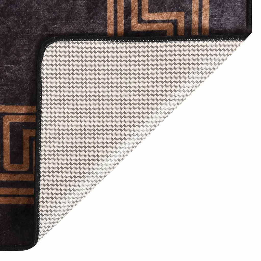Vidaxl vloerkleed wasbaar antislip 80x150 cm zwart en goudkleurig