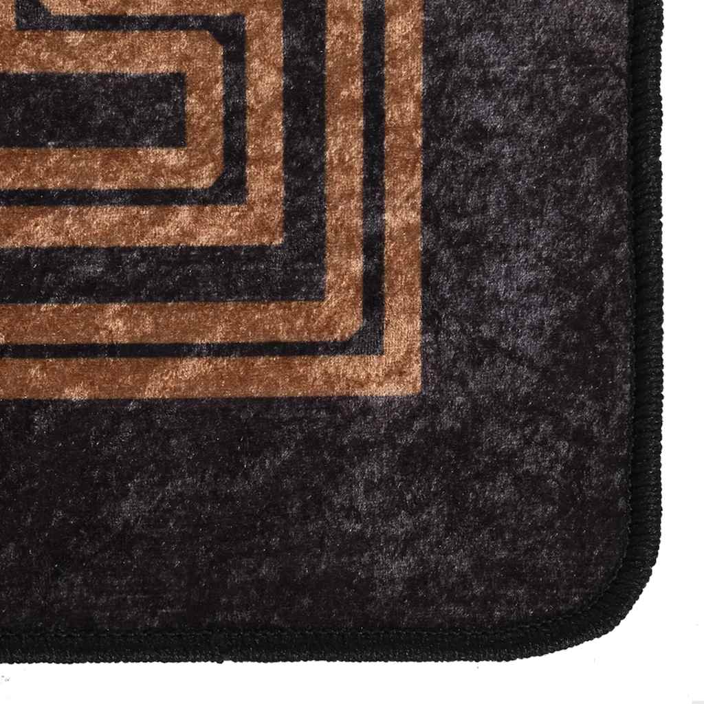 Vidaxl vloerkleed wasbaar antislip 190x300 cm zwart en goudkleurig