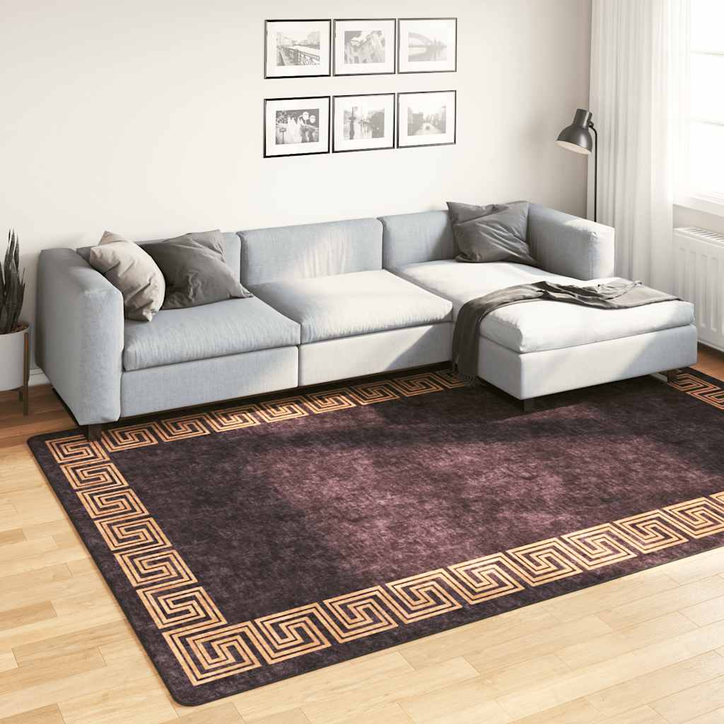 Vidaxl vloerkleed wasbaar antislip 190x300 cm zwart en goudkleurig