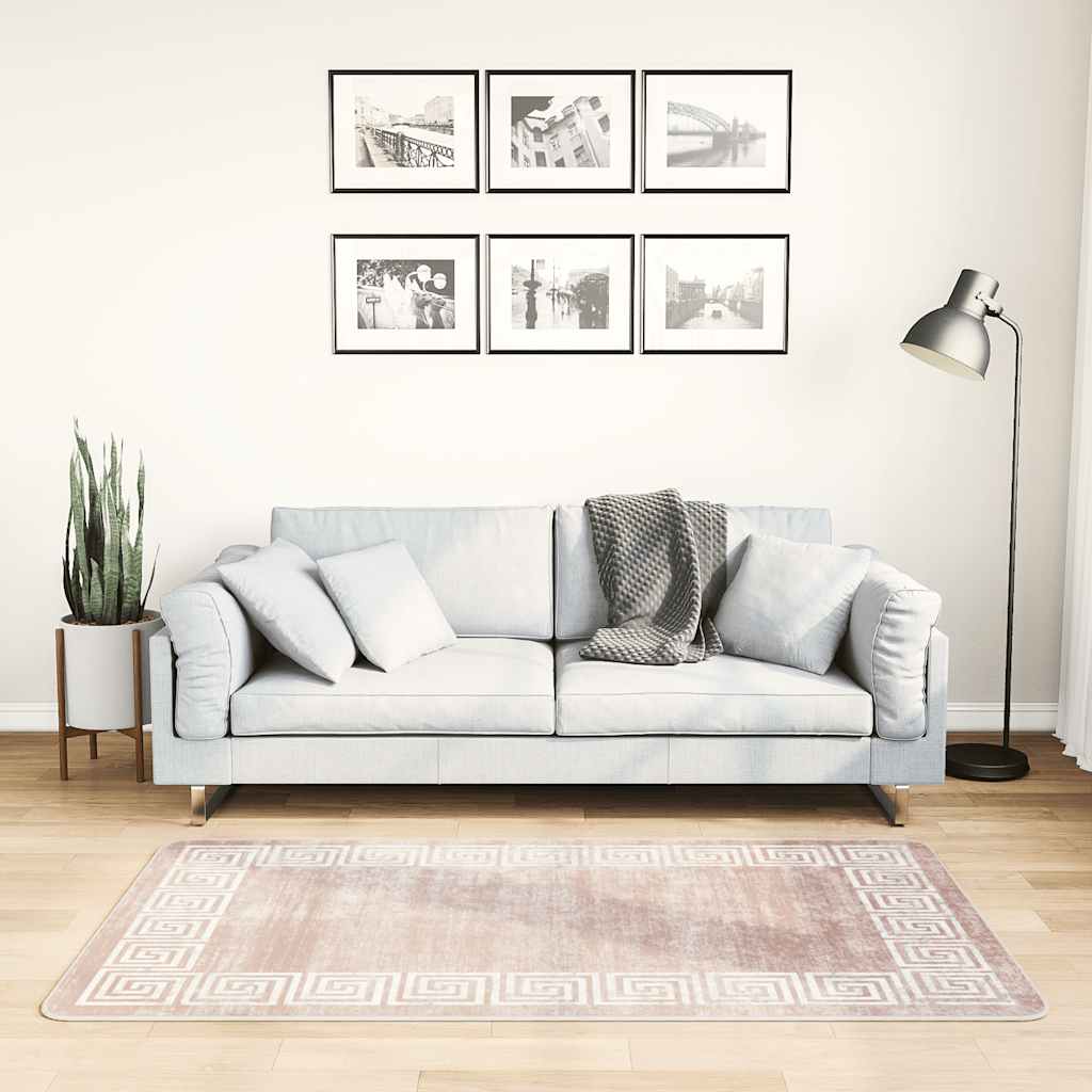 Vidaxl vloerkleed wasbaar antislip 80x150 cm beige