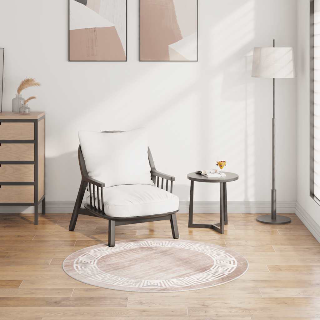 Vidaxl vloerkleed wasbaar anti-slip 120 cm beige