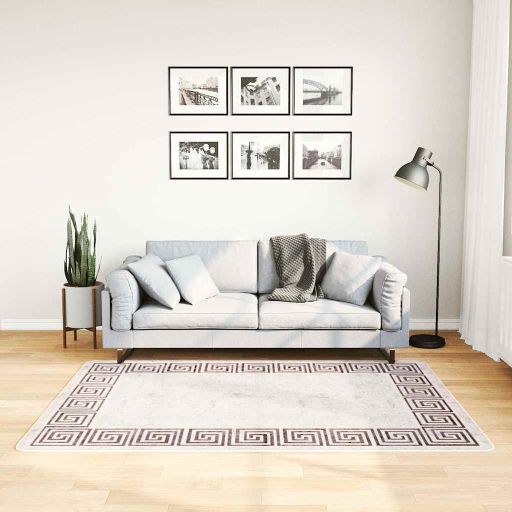 Vidaxl vloerkleed wasbaar antislip 120x180 cm lichtbeige