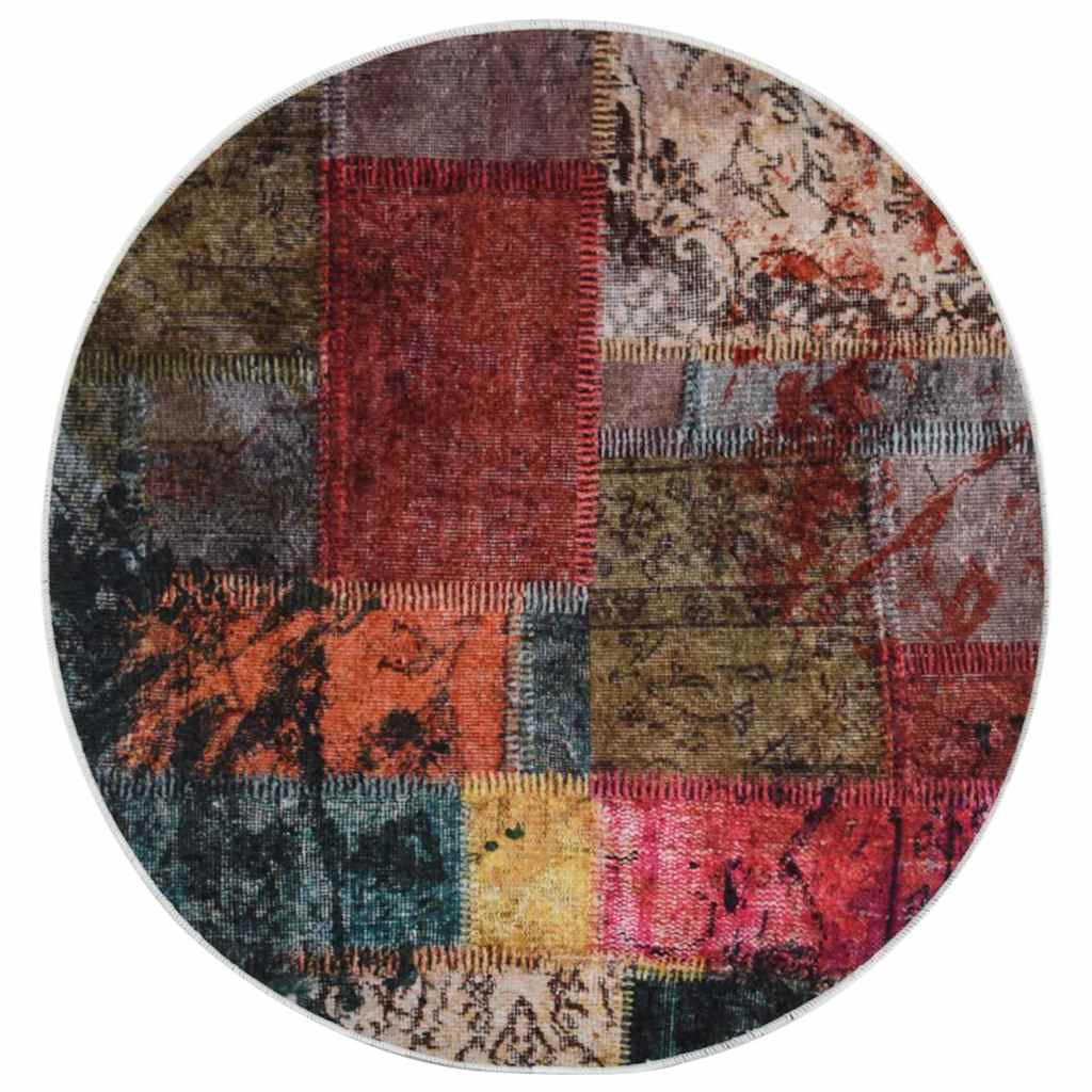 Vidaxl vloerkleed wasbaar antislip patchwork ø120 cm meerkleurig