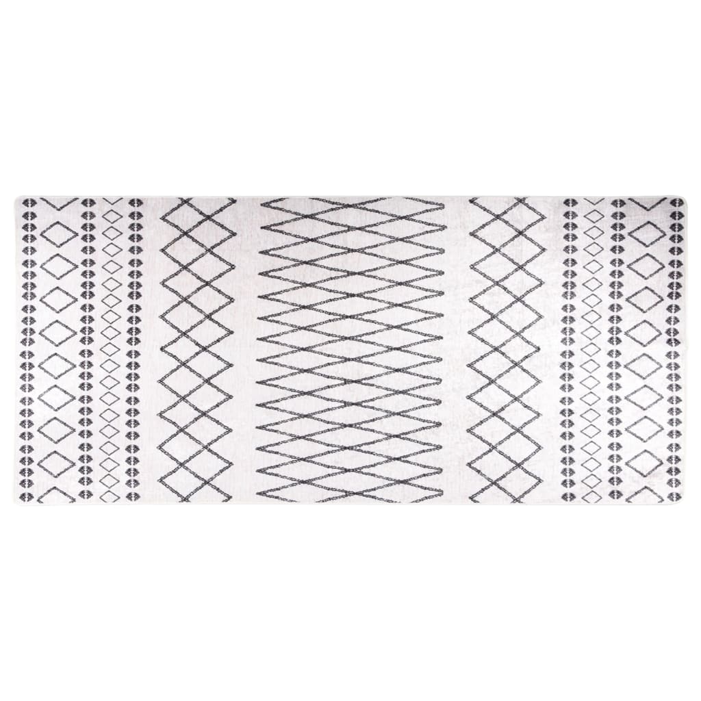 VidaXL Vloerkleed wasbaar antislip 80x300 cm zwart en wit