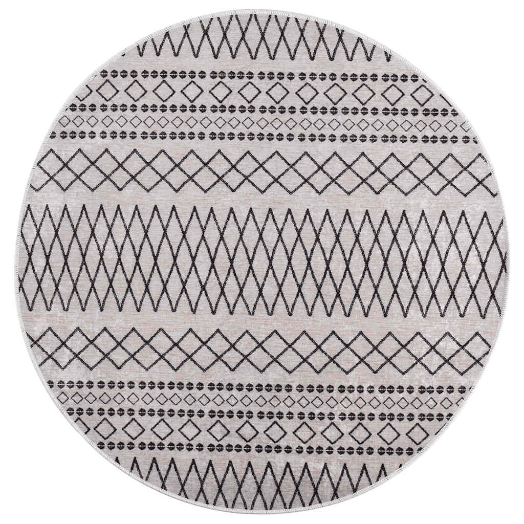 Vidaxl vloerkleed wasbaar antislip ø120 cm zwart en wit