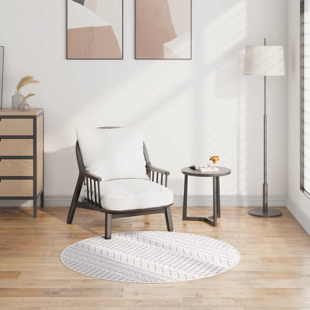 Vidaxl vloerkleed wasbaar antislip ø120 cm zwart en wit