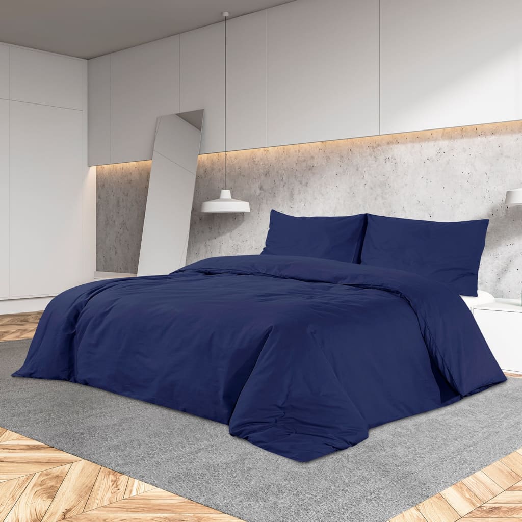 Vidaxl dekbedovertrekset 200x220 cm katoen marineblauw
