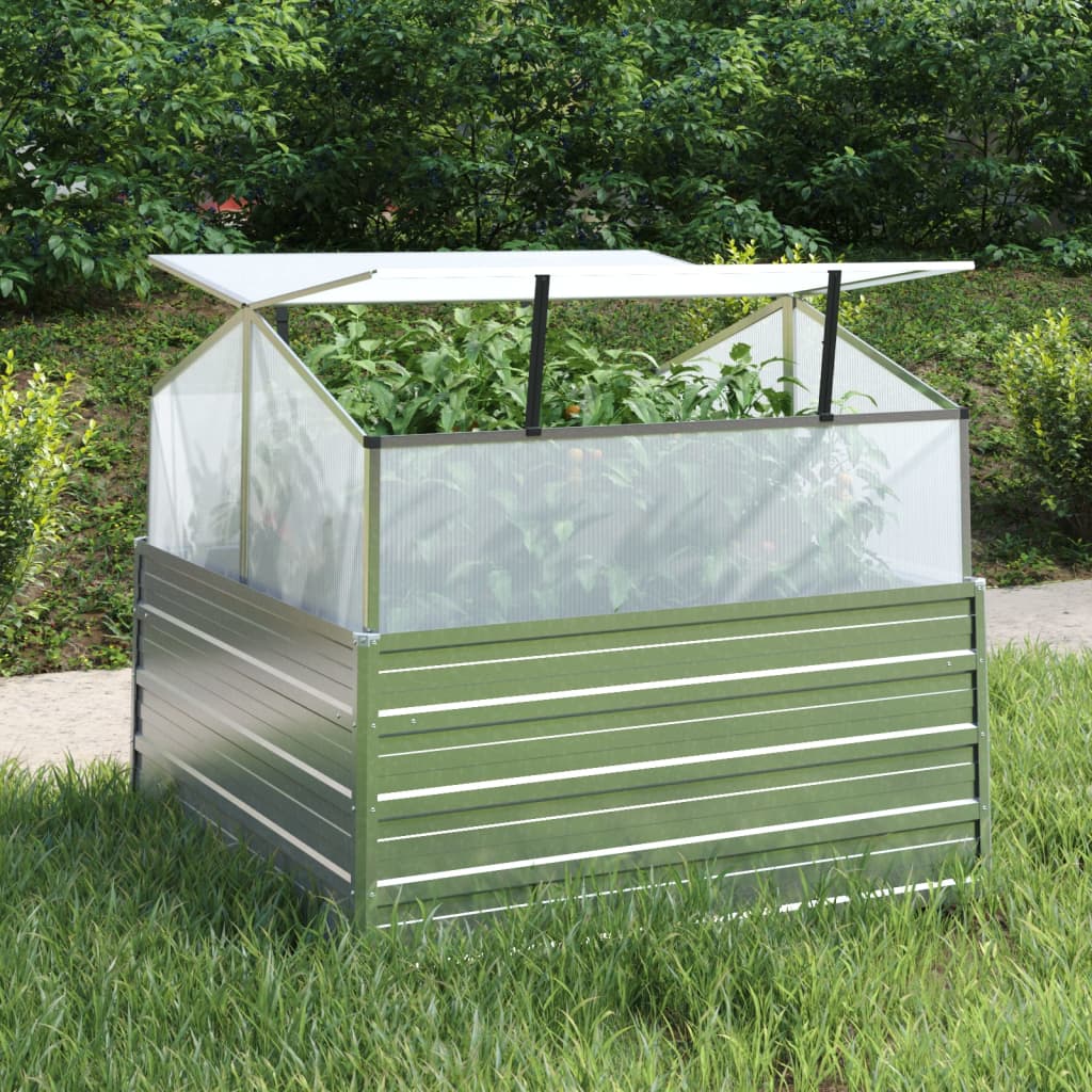 Vidaxl plantenbak met kas ingezoomd 100x100x85 cm zilverkleurig