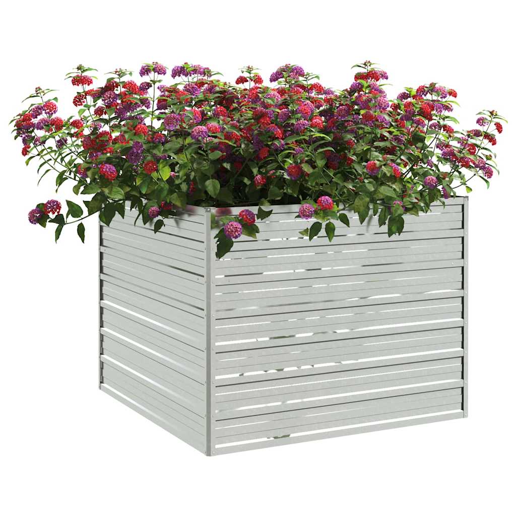 VidaXL Plantenbak geschat 100x100x77 cm gegalvaniseerd staal zilver