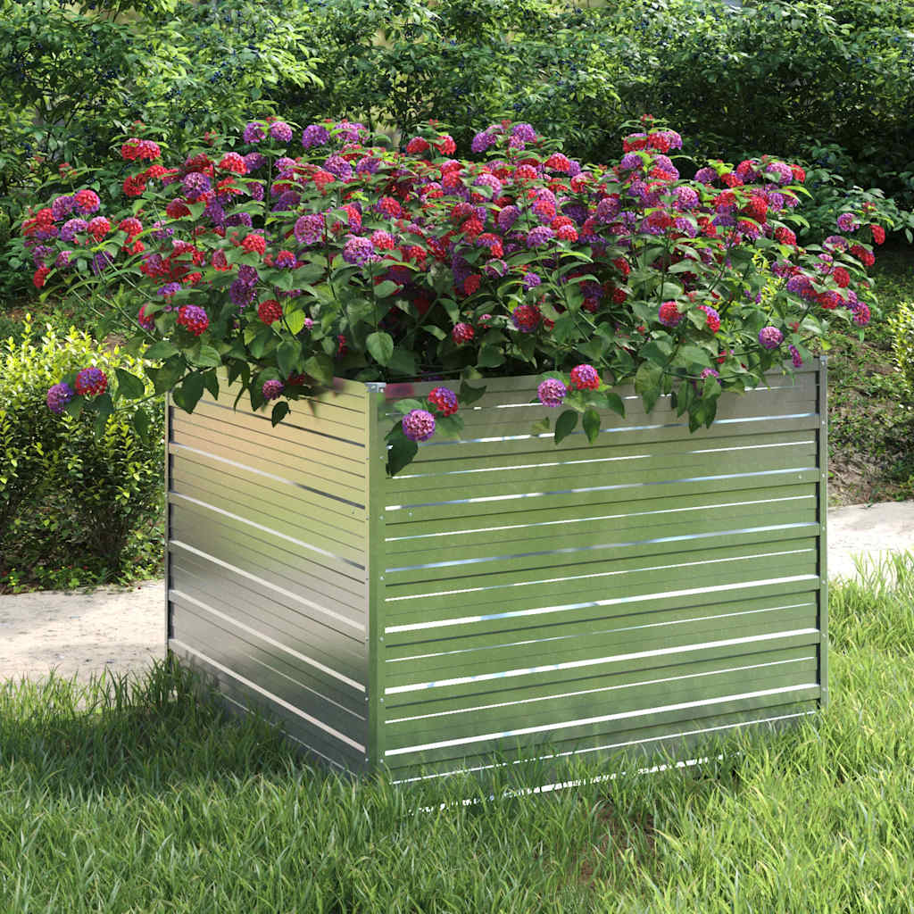 VidaXL Plantenbak geschat 100x100x77 cm gegalvaniseerd staal zilver