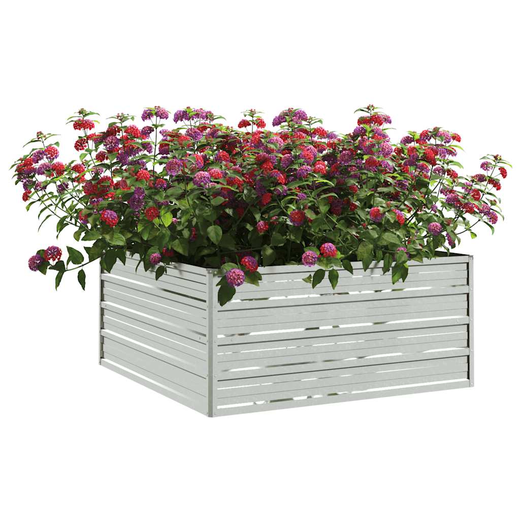 VidaXL Plantenbak geschat 100x100x45 cm gegalvaniseerd staal zilver