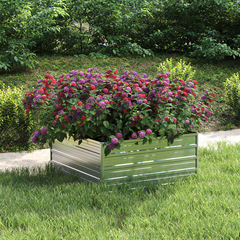VidaXL Plantenbak geschat 100x100x45 cm gegalvaniseerd staal zilver