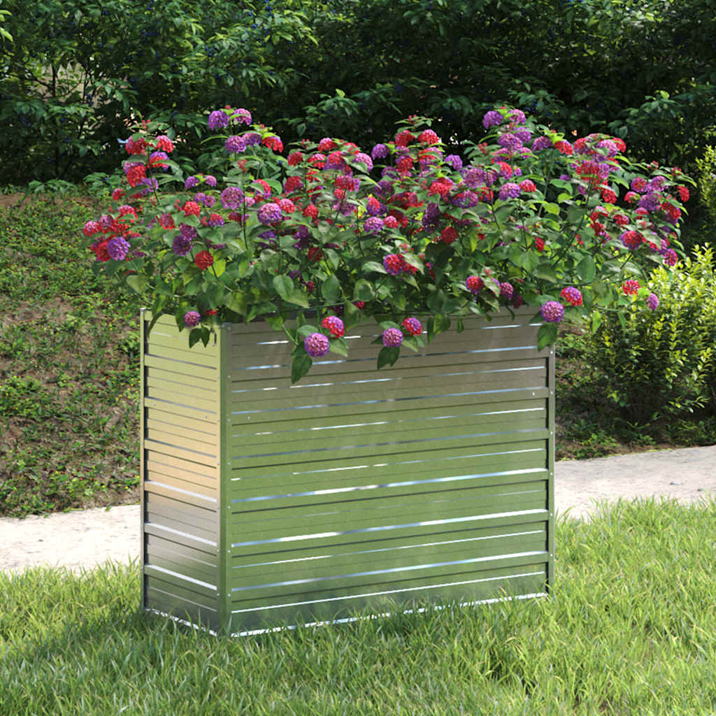 Vidaxl plantenbak verhoogd 100x40x77 cm gegalvaniseerd staal zilver