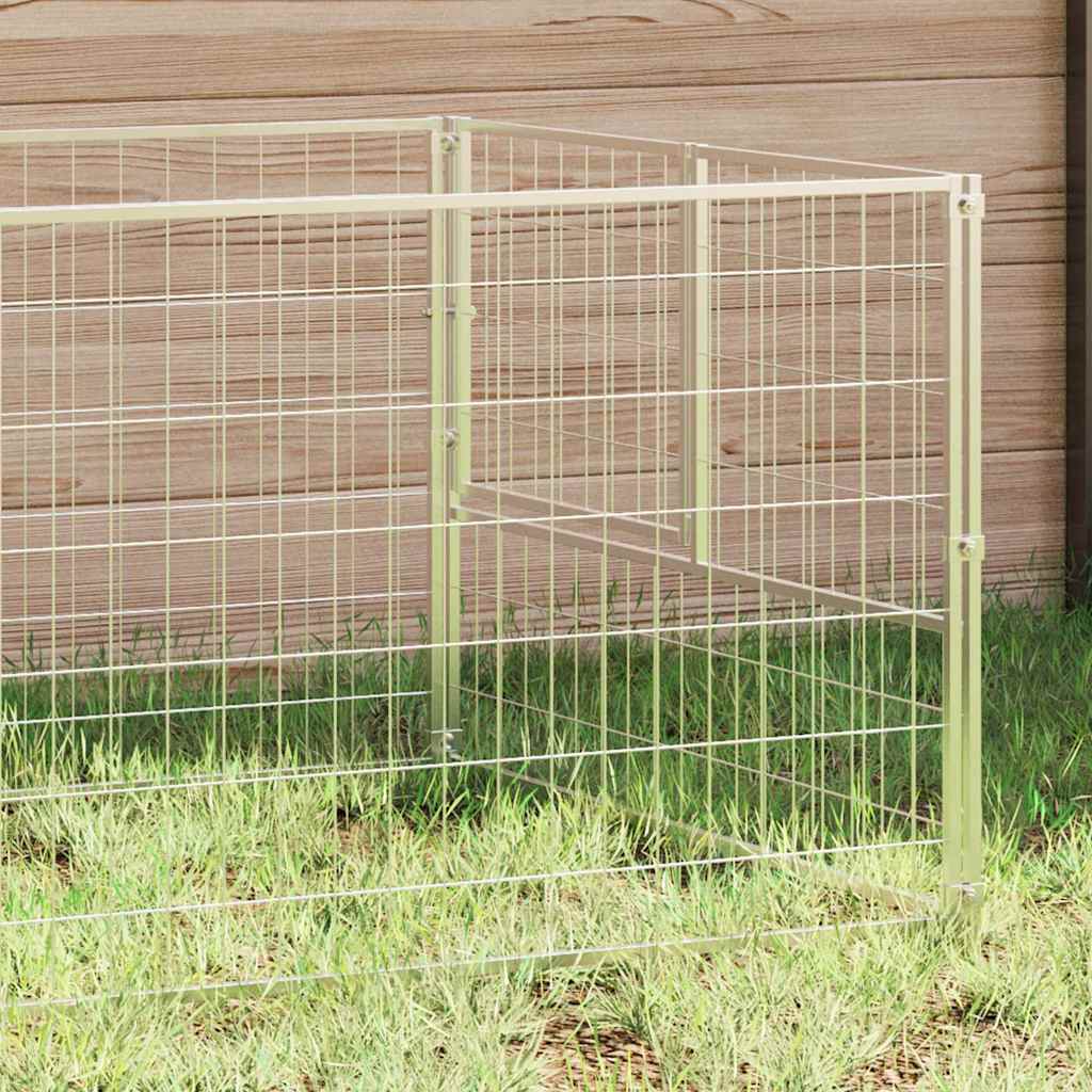 Vidaxl hondenkennel 3 m² staal zilverkleurig