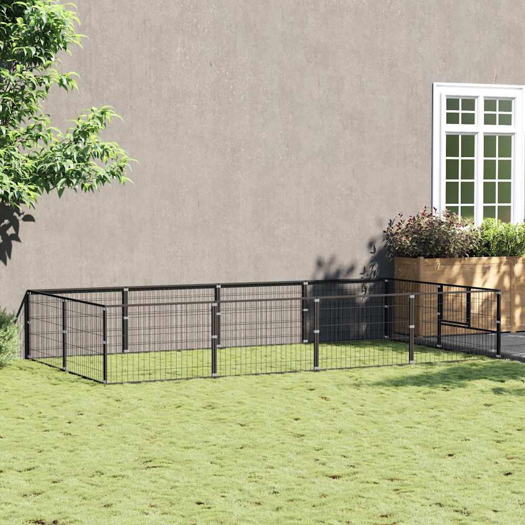 Vidaxl hondenkennel 8 m² staal zwart