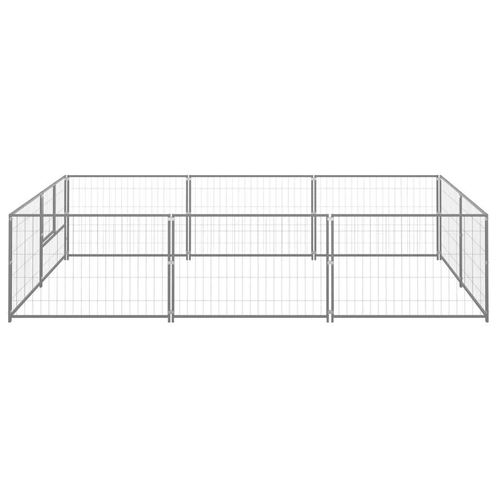 VidaXL Hondenkennel 6 m² staal zilverkleurig