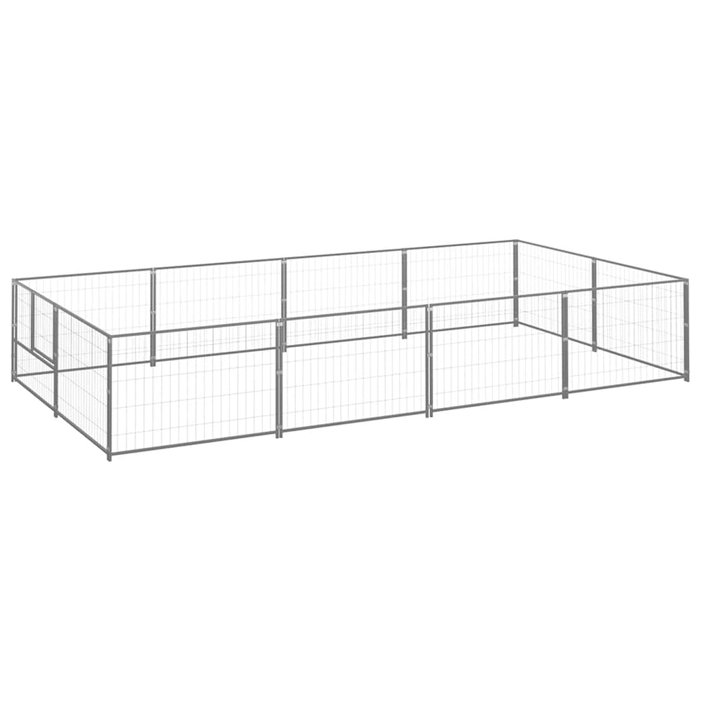 Vidaxl hondenkennel 8 m² staal zilverkleurig