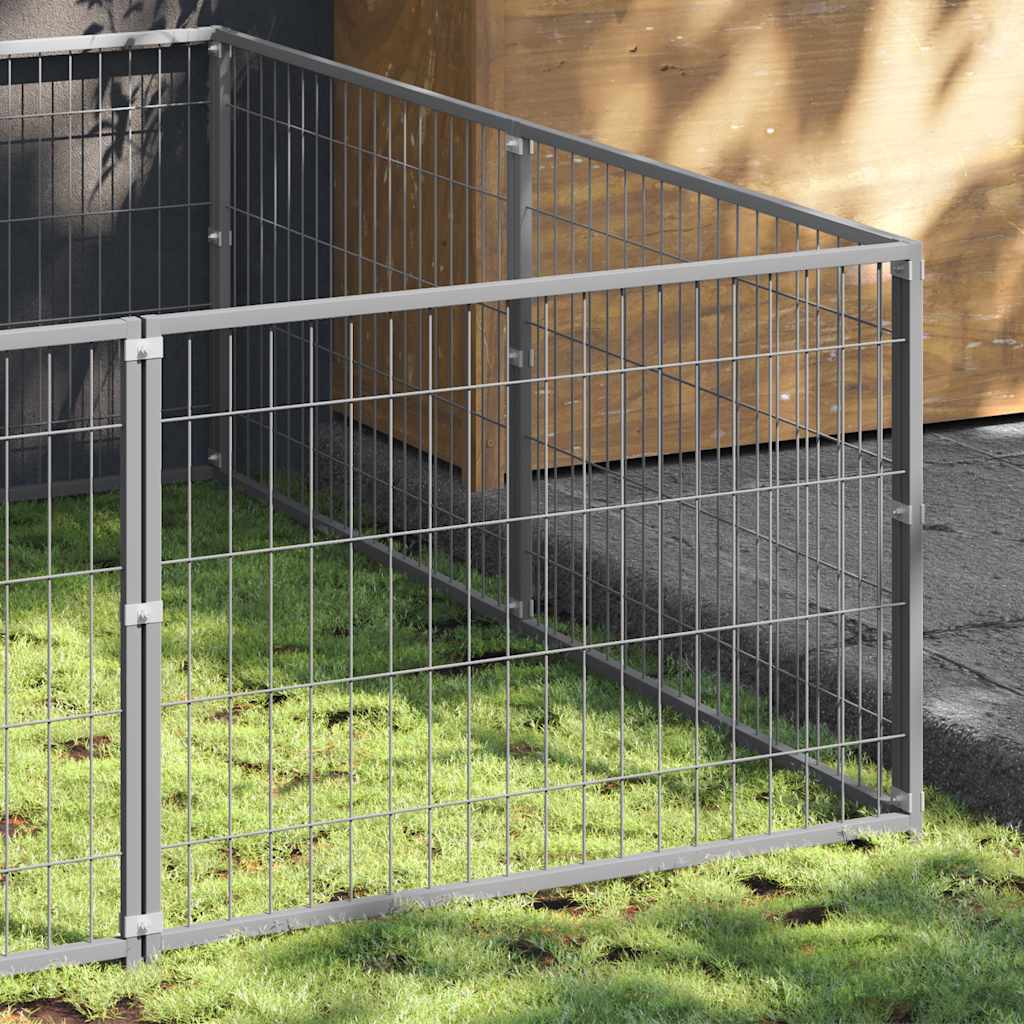 Vidaxl hondenkennel 8 m² staal zilverkleurig