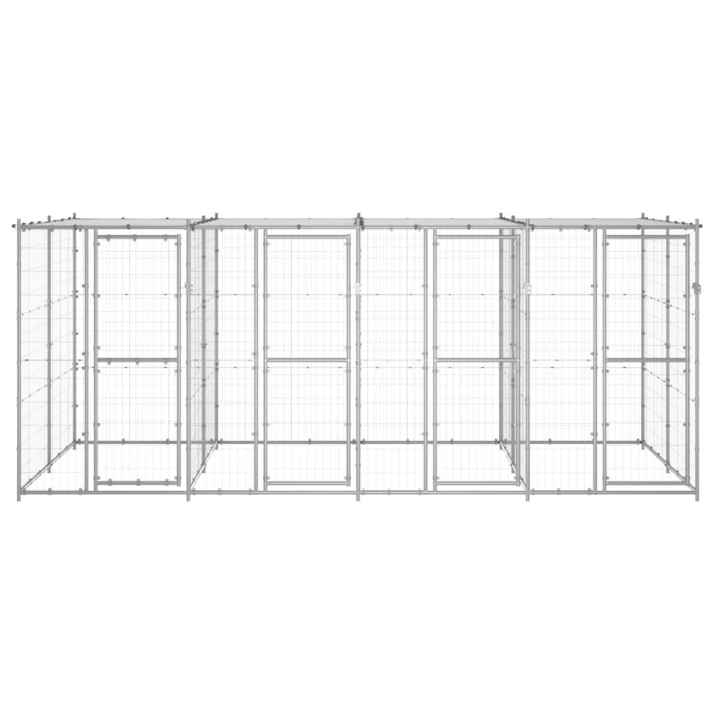 VidaXL Hondenkennel met dak 9,68 m² gegalvaniseerd staal