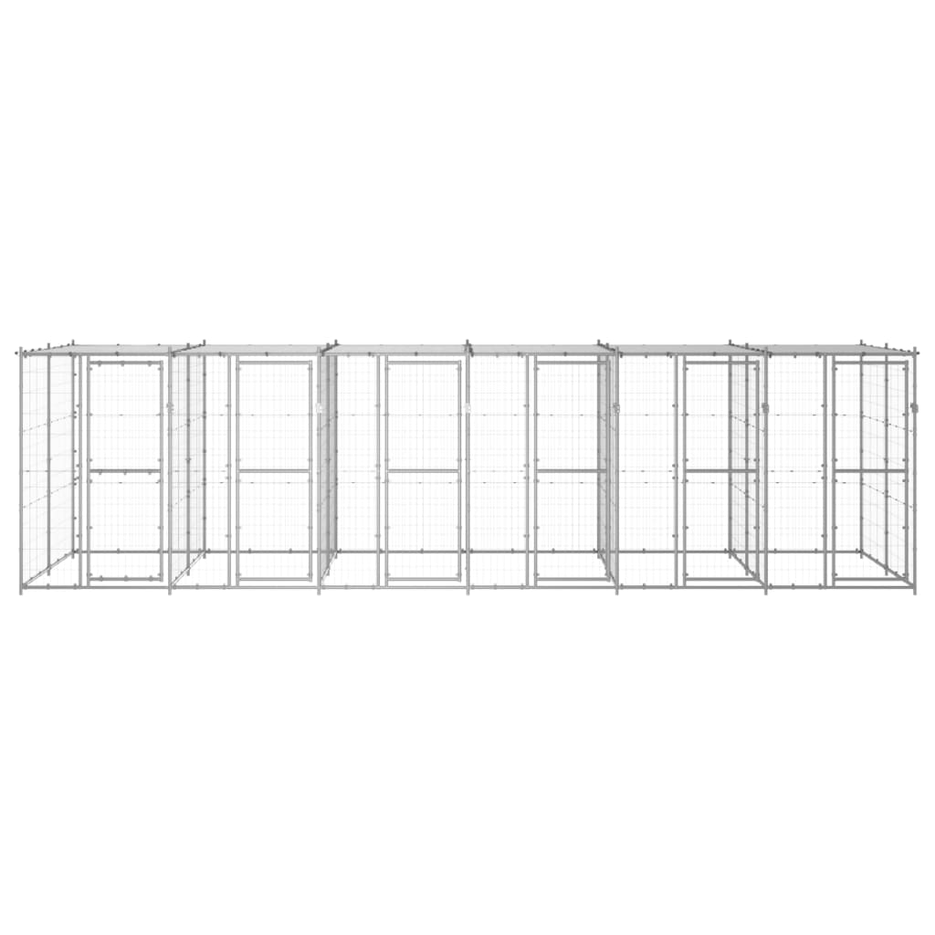 VidaXL Hondenkennel met dak 14,52 m² gegalvaniseerd staal