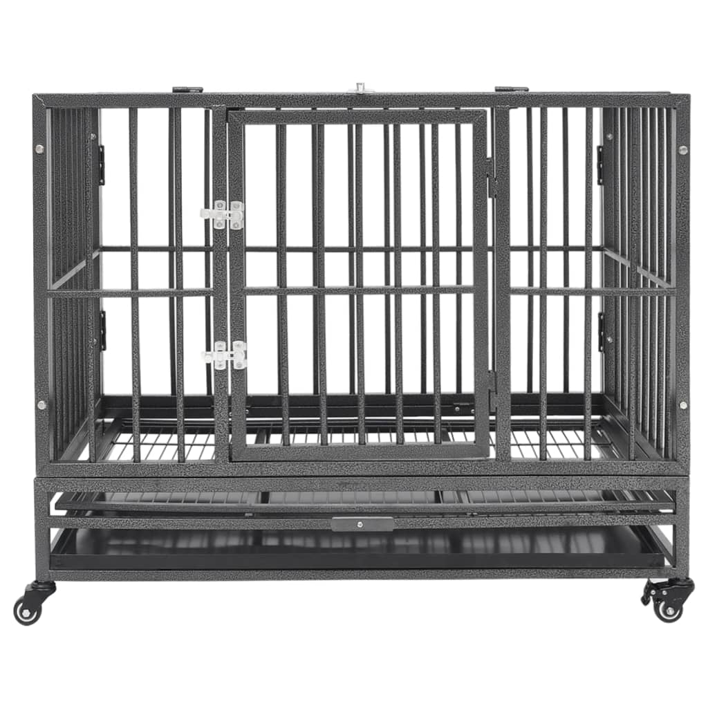 Vidaxl hondenbench met wielen 102x72x85 cm staal