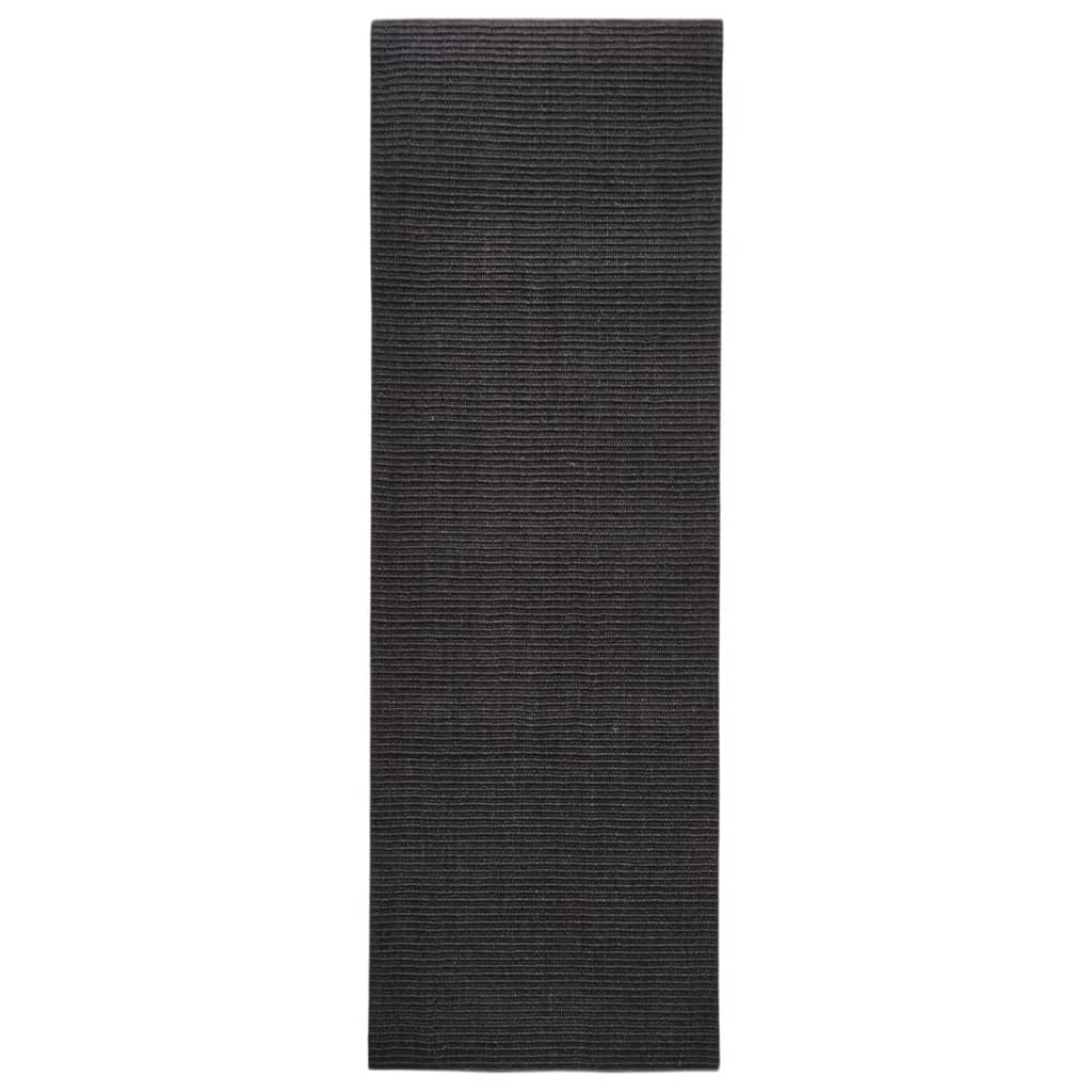 VidaXL Vloerkleed 66x200 cm natuurlijk sisal zwart