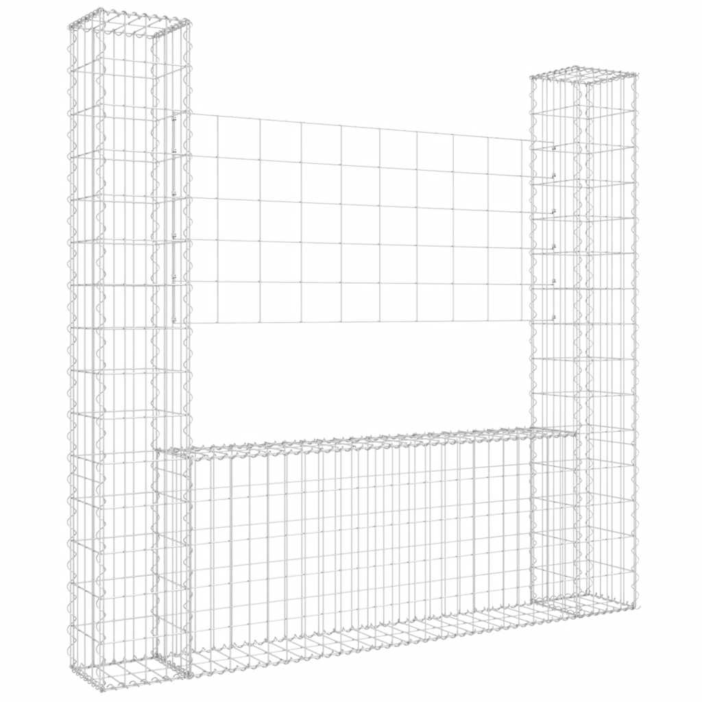 Vidaxl schanskorf u-vormig met 2 palen 140x20x150 cm ijzer