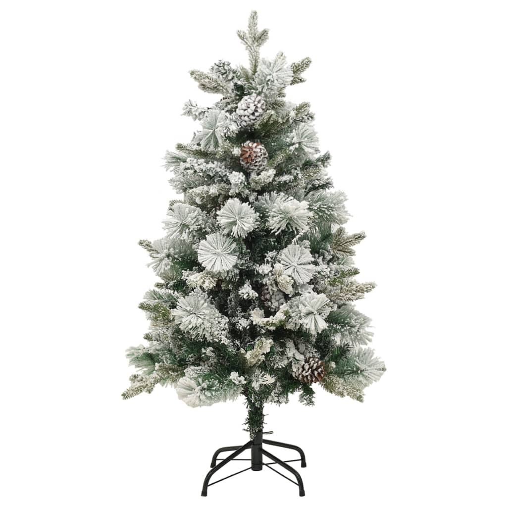 VidaXL Kerstboom met LED en dennenappels en sneeuw 150 cm PVC en PE