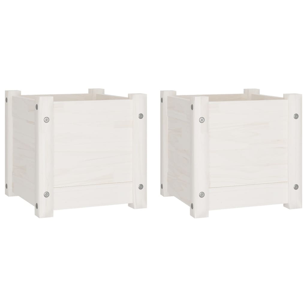 Vidaxl plantenbakken 2 st 31x31x31 cm massief groenhout wit