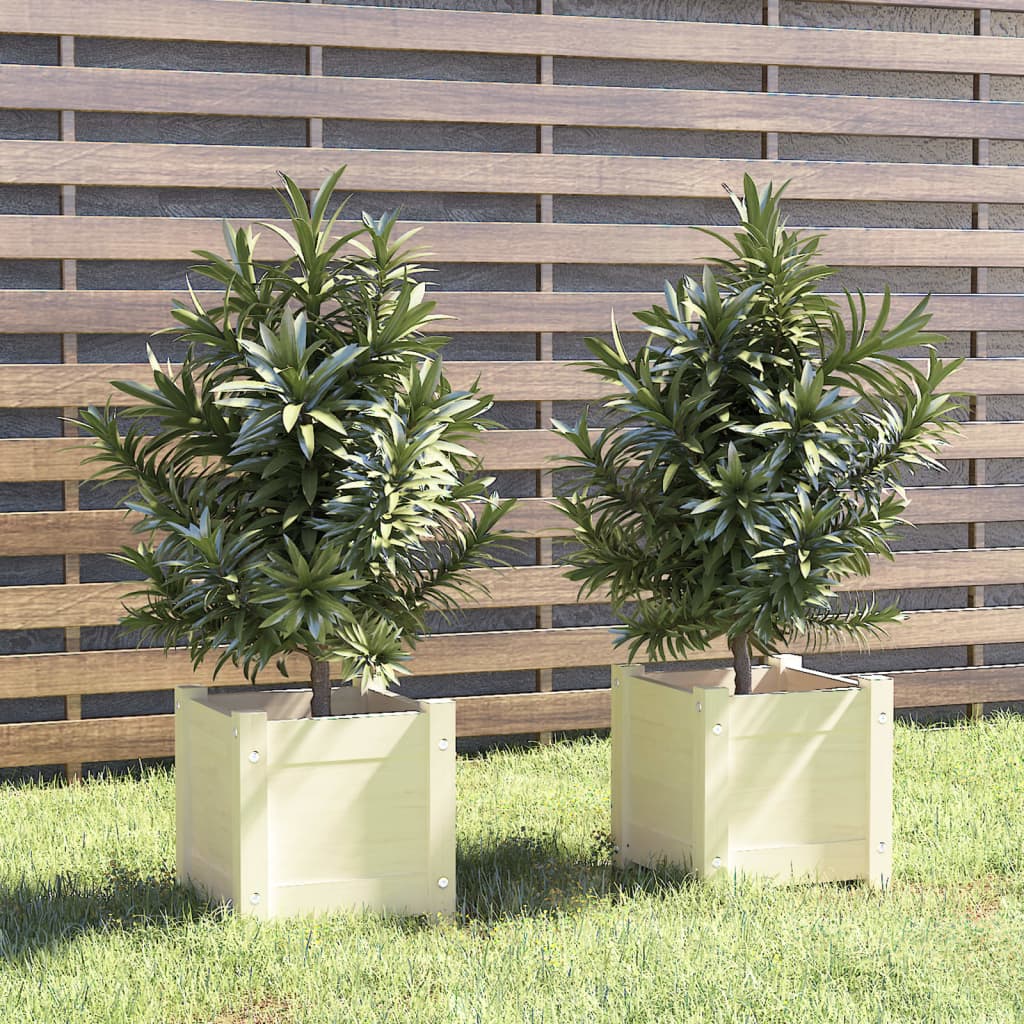 Vidaxl plantenbakken 2 st 31x31x31 cm massief groenhout wit