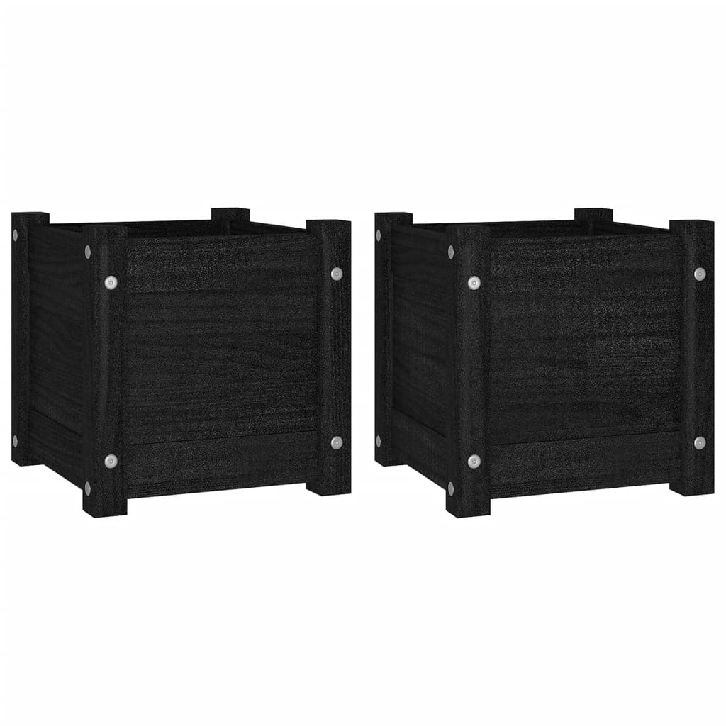 Vidaxl plantenbakken 2 st 31x31x31 cm massief groenenhout zwart