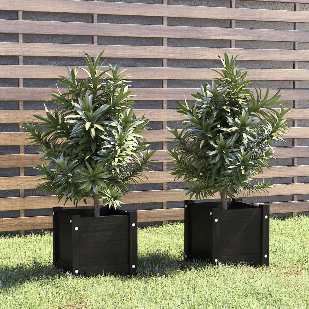 Vidaxl plantenbakken 2 st 31x31x31 cm massief groenenhout zwart