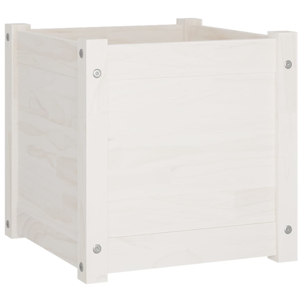 VidaXL Plantenbak 40x40x40 cm massief groenhout wit