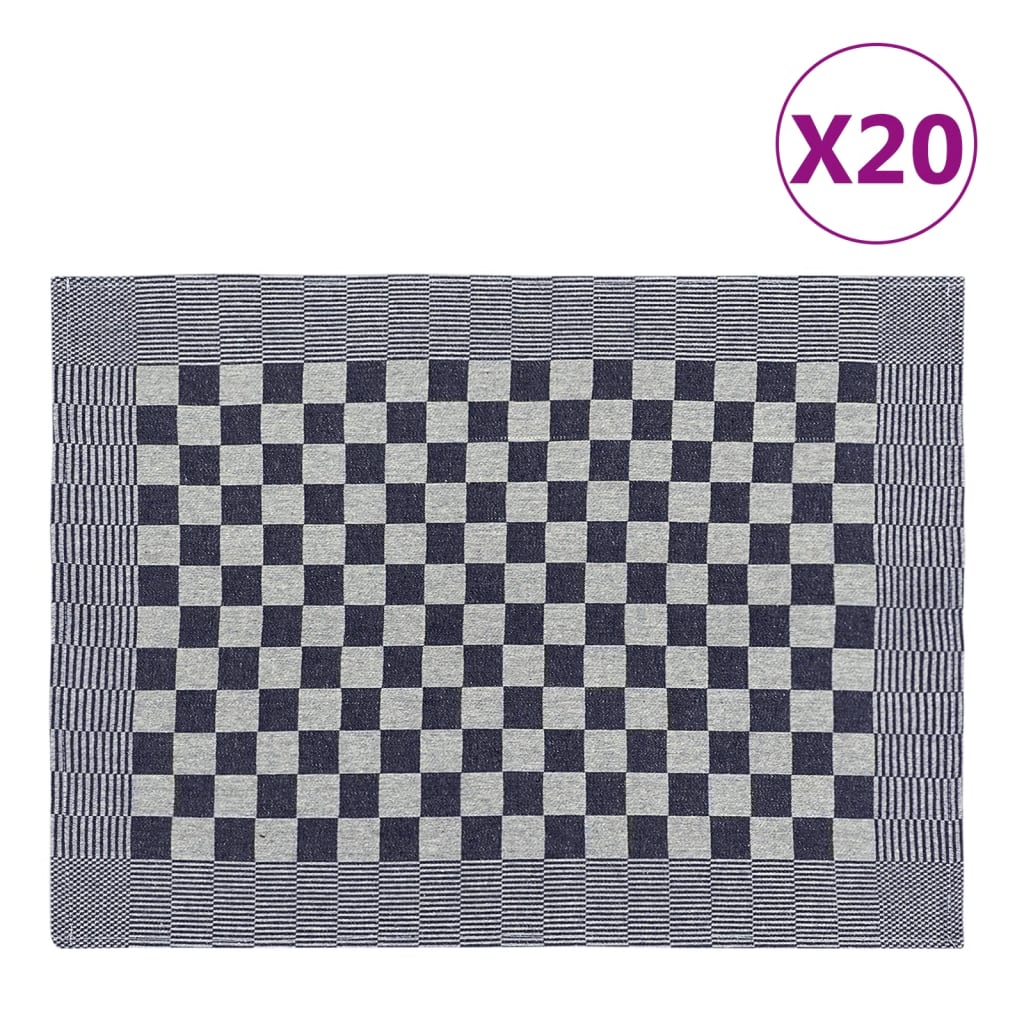 Vidaxl keukendoeken 20 st 50x70 cm katoen blauw en wit