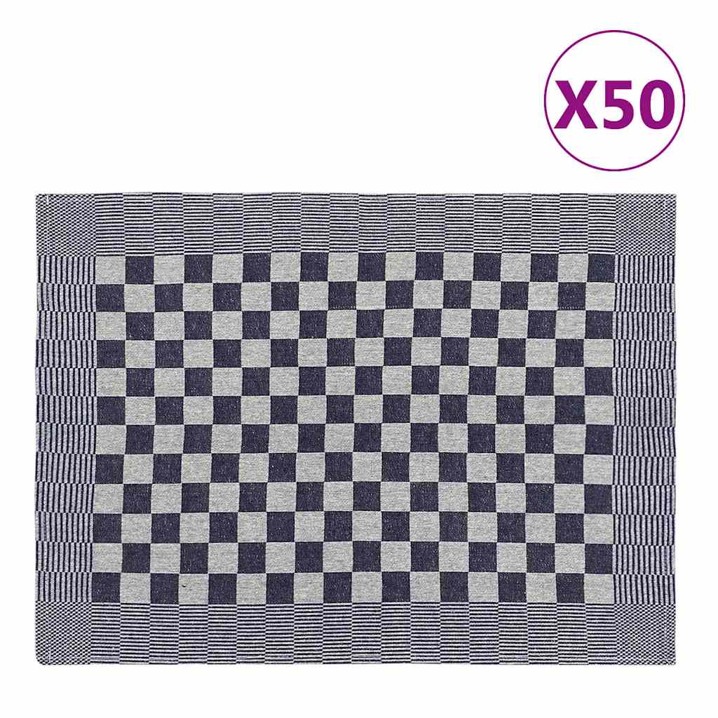 Vidaxl keukendoeken 50 st 50x70 cm katoen blauw en wit