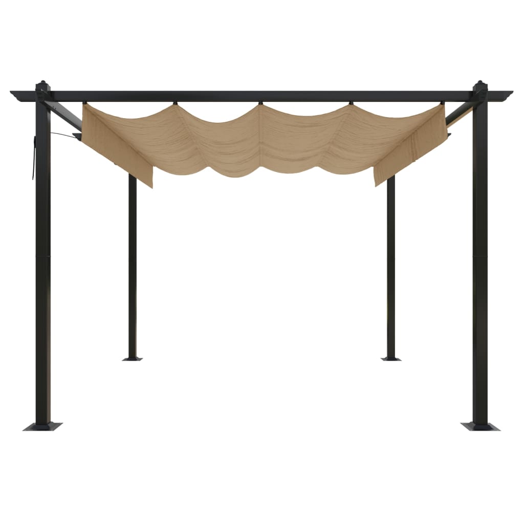 Vidaxl tuinprieel met uittrekbaar dak 3x3m taupe