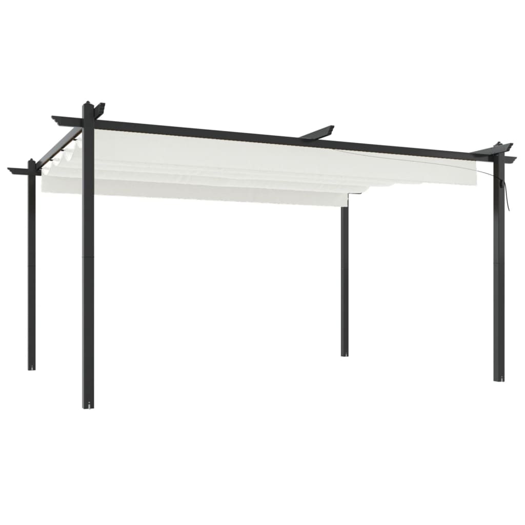 Vidaxl tuinprieel met uittrekbaar dak 4x3m crèmekleurig