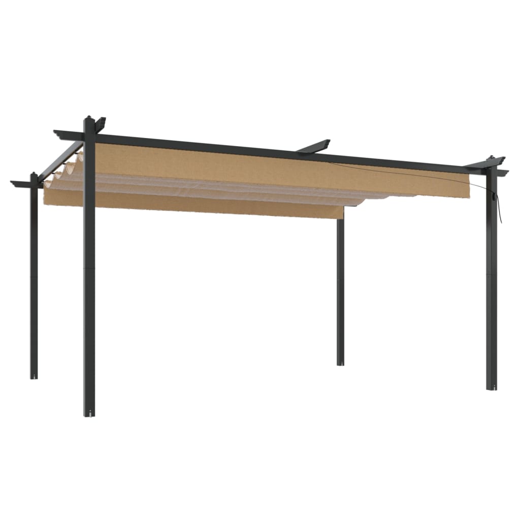 Vidaxl tuinprieel met uittrekbaar dak 4x3m taupe