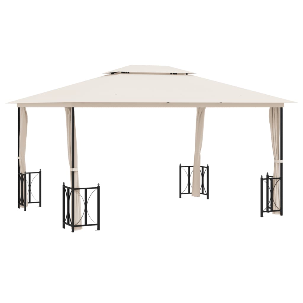 VidaXL Prieel met zijwanden en dubbel dak 3x4m crèmekleurig