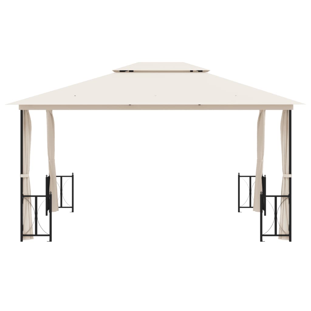 VidaXL Prieel met zijwanden en dubbel dak 3x4m crèmekleurig