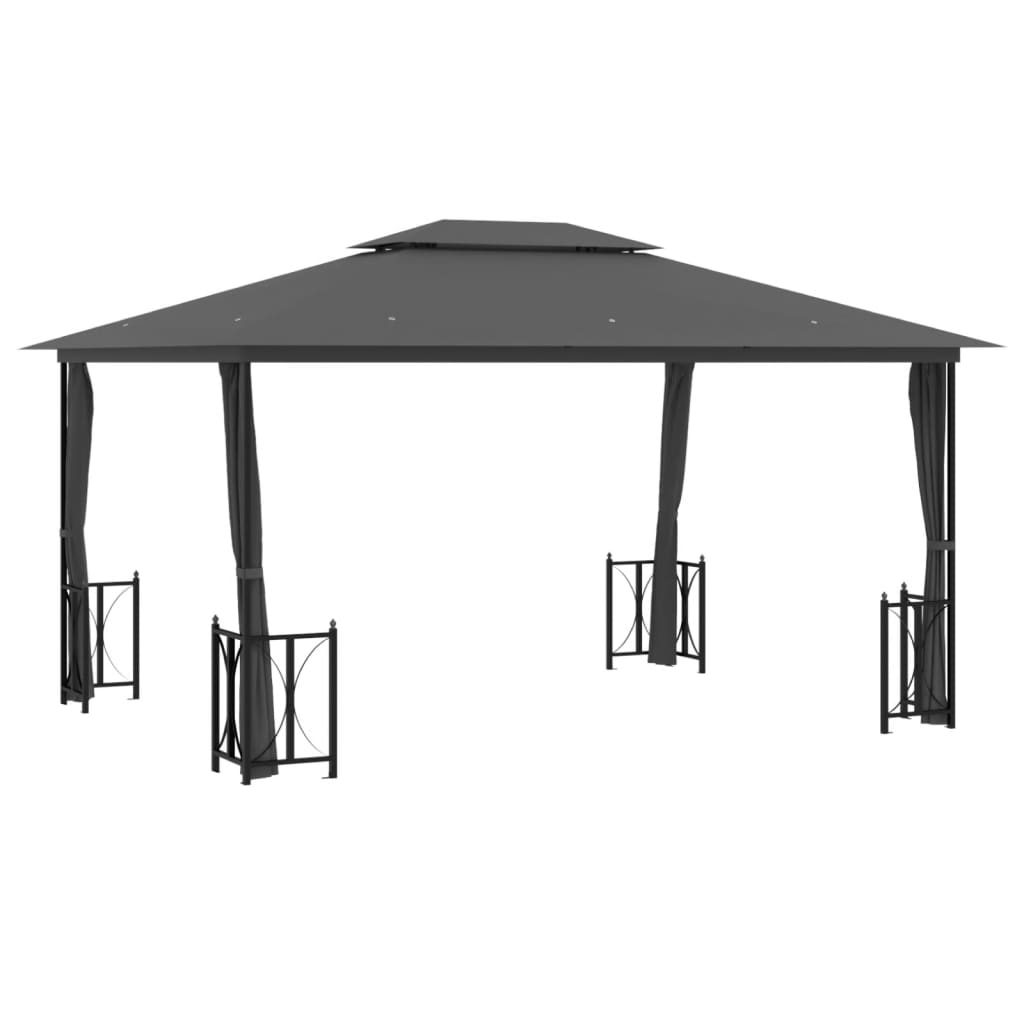 VidaXL Prieel met zijwanden en dubbel dak 3x4m antracietkleurig