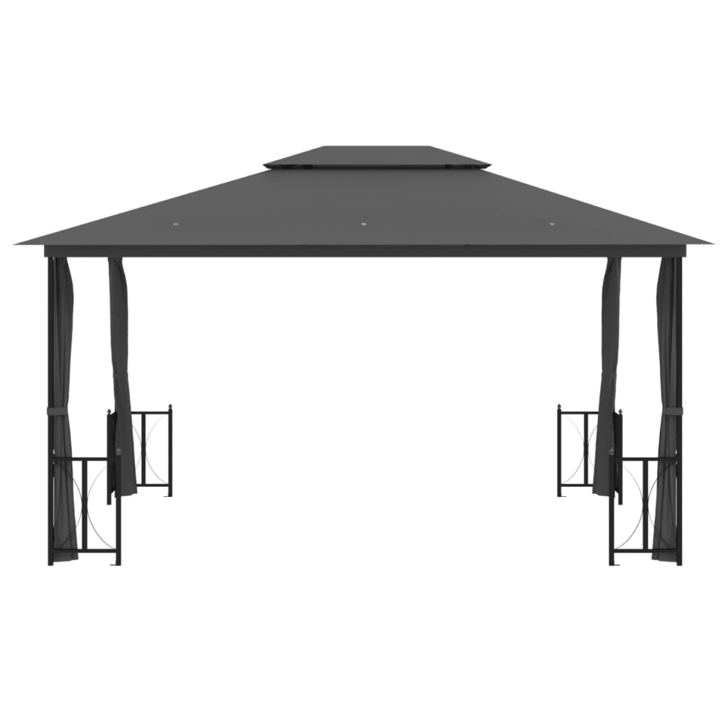 VidaXL Prieel met zijwanden en dubbel dak 3x4m antracietkleurig