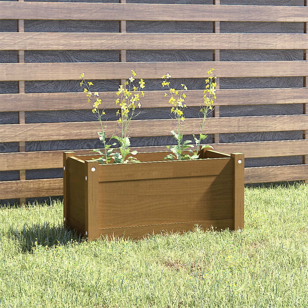VidaXL Plantenbak 60x31x31 cm massief groenhout honingbruin