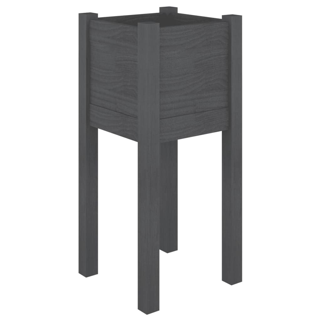 Vidaxl plantenbak 31x31x70 cm massief groenenhout grijs