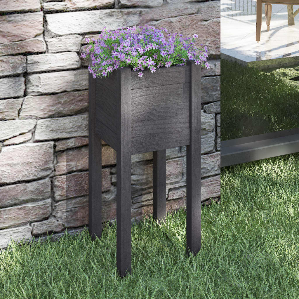 Vidaxl plantenbak 31x31x70 cm massief groenenhout grijs