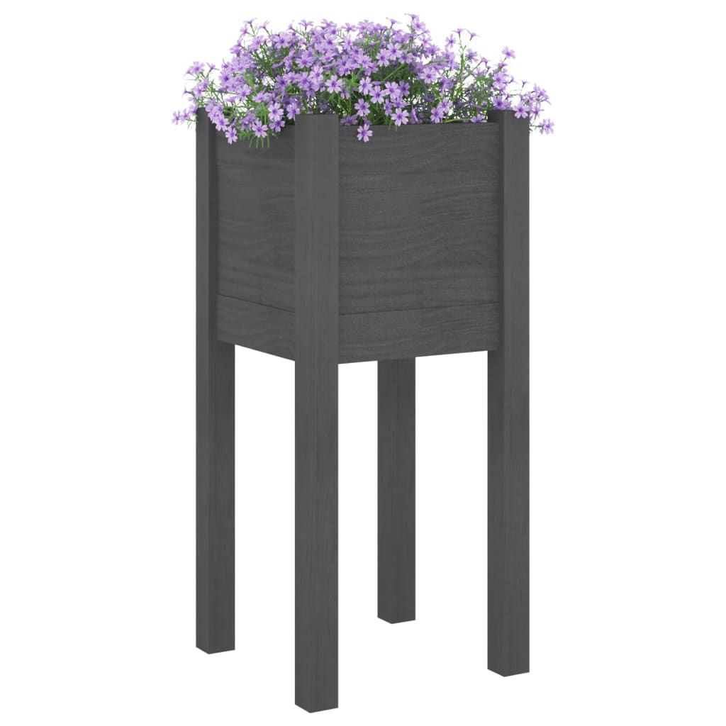 Vidaxl plantenbakken 2 st 31x31x70 cm massief groenenhout grijs