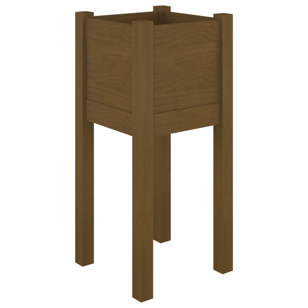 Vidaxl plantenbak 31x31x70 cm massief groenhout honingbruin